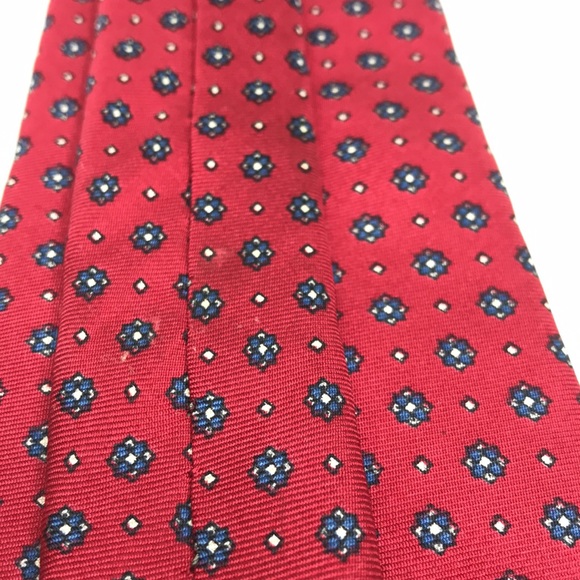 Vintage YVES Saints Laurent Red 100% Silk Print Neck Tie - Picture 6 of 6